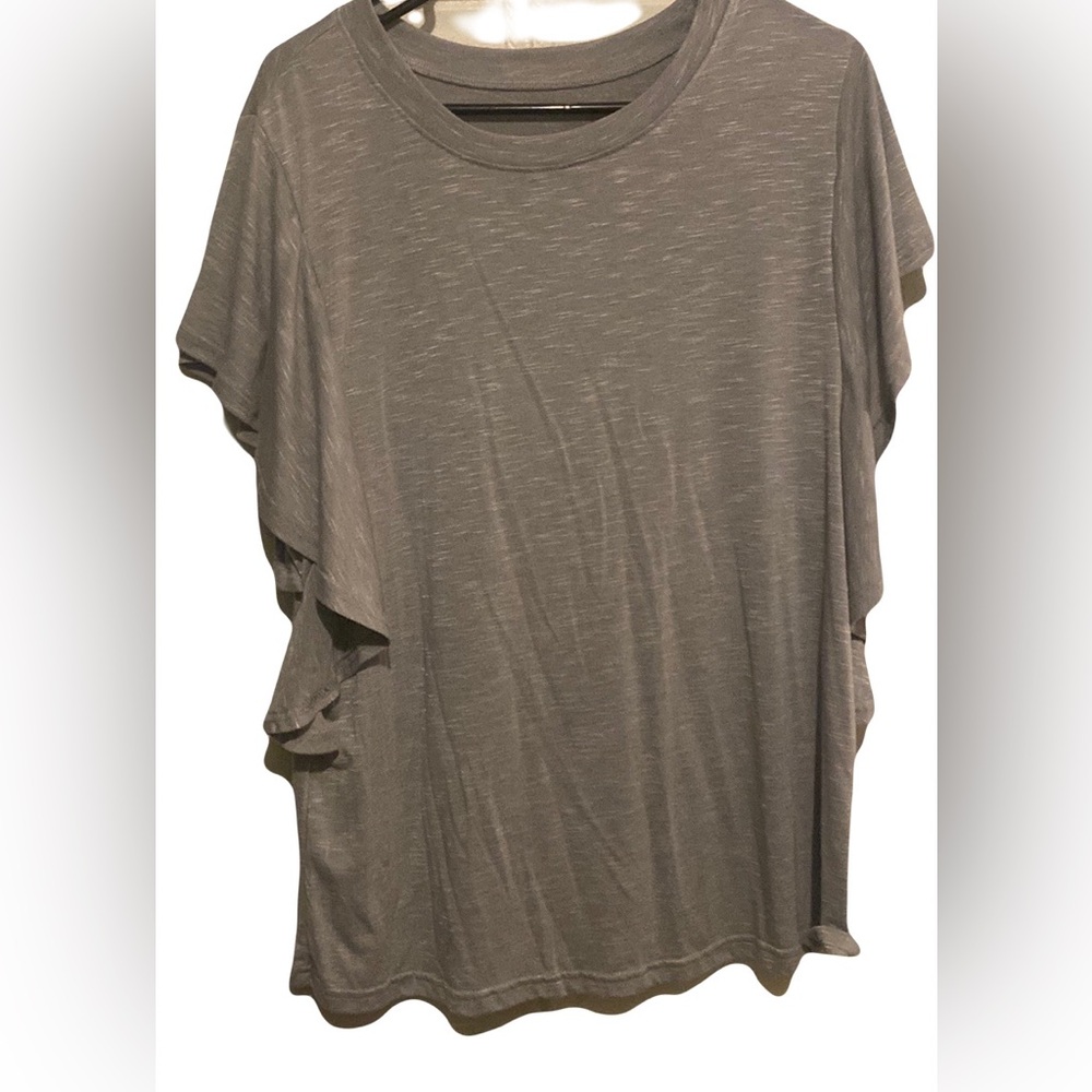 Size L- Ruffled Sleeves grey Top - Picture 2 of 2